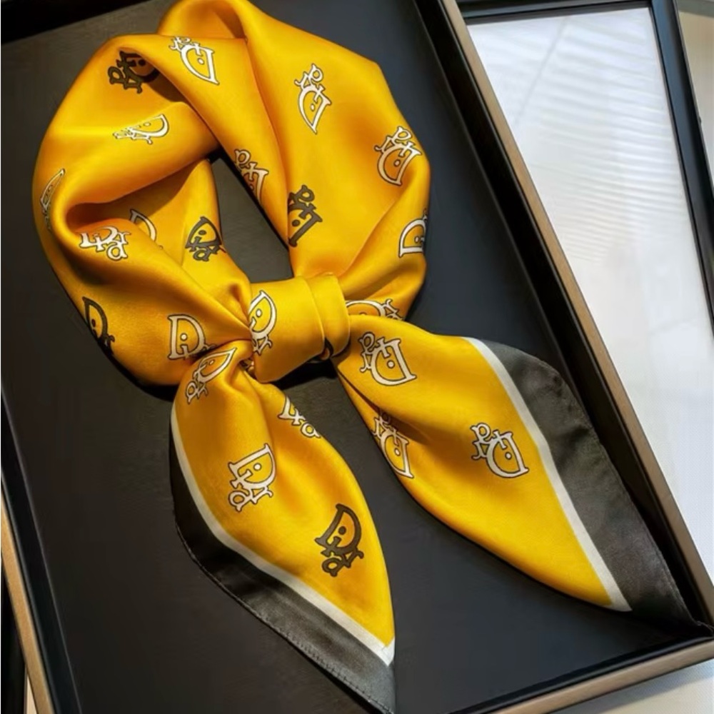 Designer Yellow Silk Scarf
